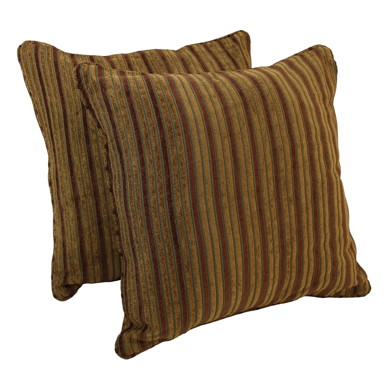 25-inch Double-corded Patterned Jacquard Chenille Square Floor Pillows with Inserts (Set of 2) - Autumn Stripes